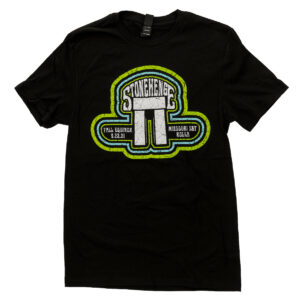 Black t-shirt featuring Stonehenge logo